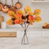 Pumpkin And Berry Centerpiece Autumn Flower Bouquet, Artificial Fall Floral Picks with Maple Leaves Pumpkins Orange Yellow Berries Pine Cones