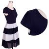 Premium Quality Women Chiffon Striped Dress With Short Sleeves And Zipper Closure