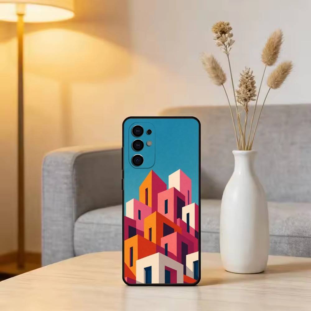 Minimal Bauhaus Pattern Phone Case For Samsung S25,S24,S21,S22,S23,S30,Ultra,S20,Plus,Fe,Lite,Note,10,Black Cover