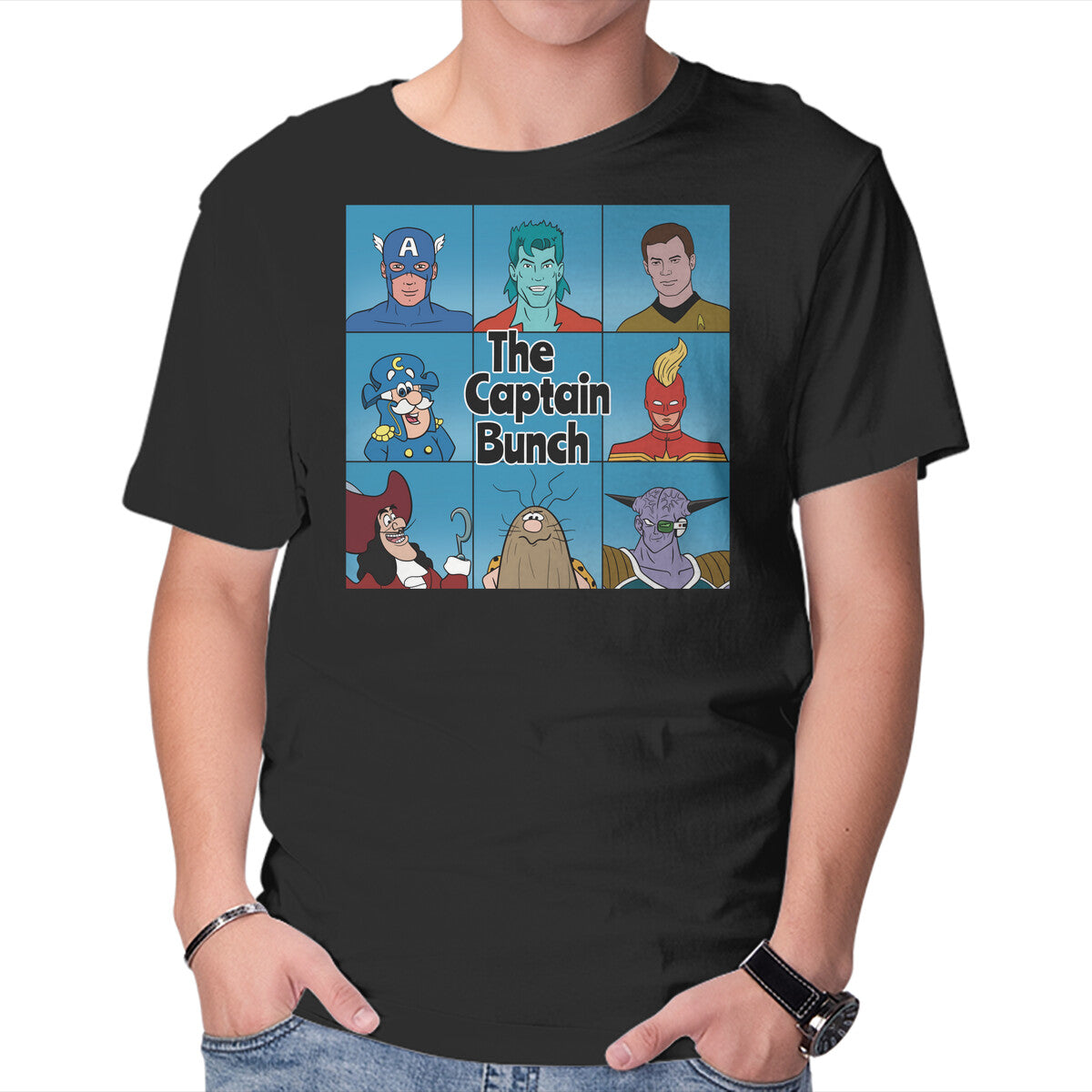 Unisex Crew Neck T-Shirt The Captain Bunch Graphic Short Sleeve Casual Tee XXL