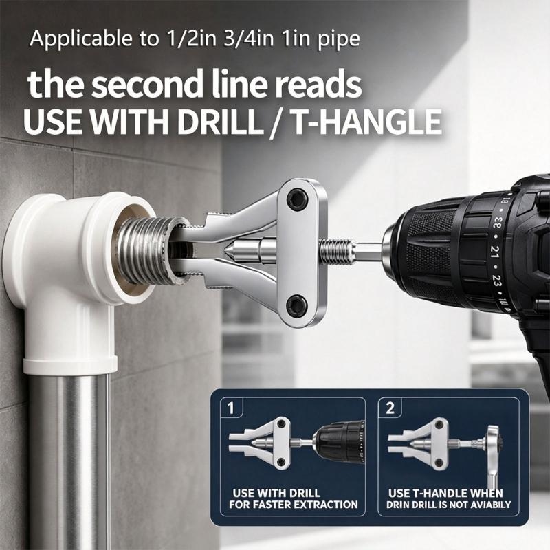 מחלץ הברגות צינורות ל-1/2", 3/4", 1" הברגות פנימיות שבורות, מחלץ ברגי צנרת לתיקון