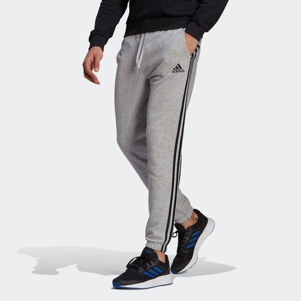 Adidas Performance Essentials Solid Color Drawstring Cuffed Jogging Pants Men Bottoms Gray GK9001