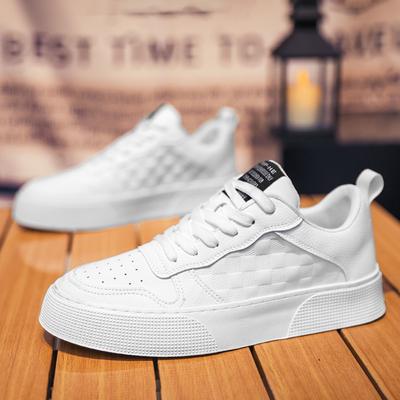 Thick Soled Leather Board Shoes Plaid Style Breathable Shoes Chunky Sports Shoes Casual  Men's Shoes