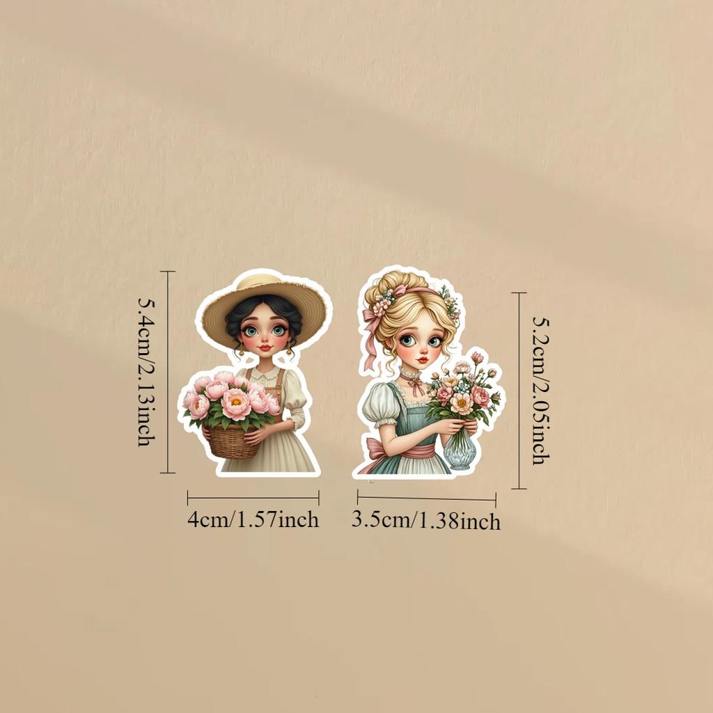 18 stuks Schattige Zelfgemaakte Vintage Europese Hofstijl Meisjes Scrapbooking Stickers / Decoratieve Sticker / DIY Knutsel Fotoalbums Kawaii