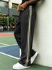 American sticker black and white strip casual trousers men's solid color street fitness running sports trousers straight sweatpants