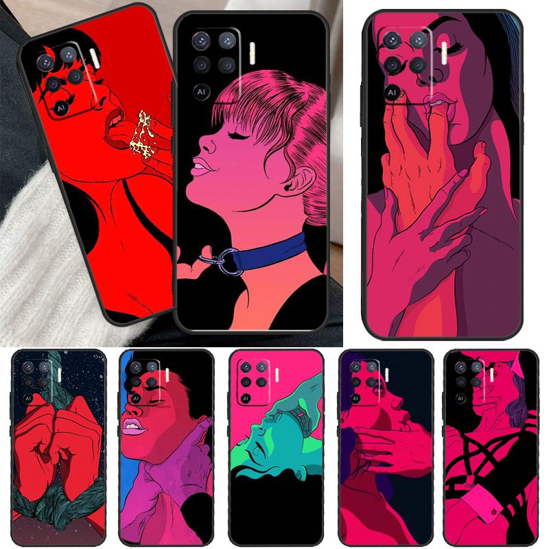 

Сексуальный чехол с красными губами для девочек для OPPO Find X3 X5 Pro A9 A5 A31 2020 A15 A16 A52 A72 A1K A83 A91 A54 A74 A94 A53S