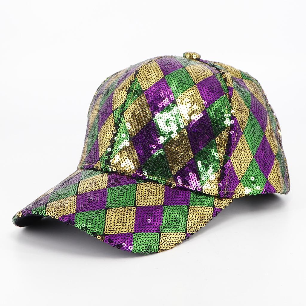 Pailletten Baseballkappe Glitzer Spaßhut für Mardi Gras Partys und Festivals Pride Accessoires Kostüm Trucker-Kappe Rap Cap für Herren