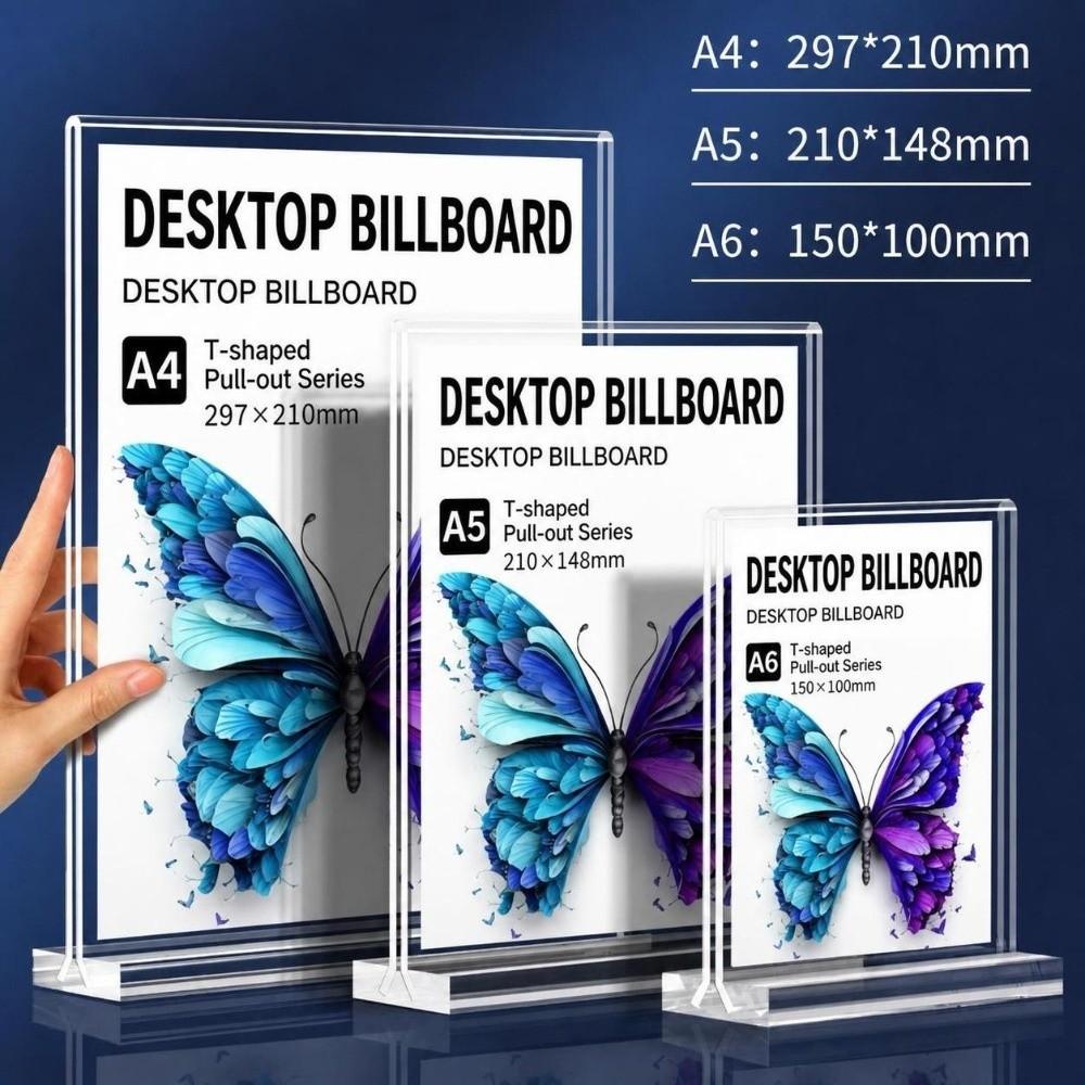 Durable A4/A5/A6 Desk Display Stand Acrylic Transparent Menu Stand Holder Double Side Clear Price Label Display Rack Hotel