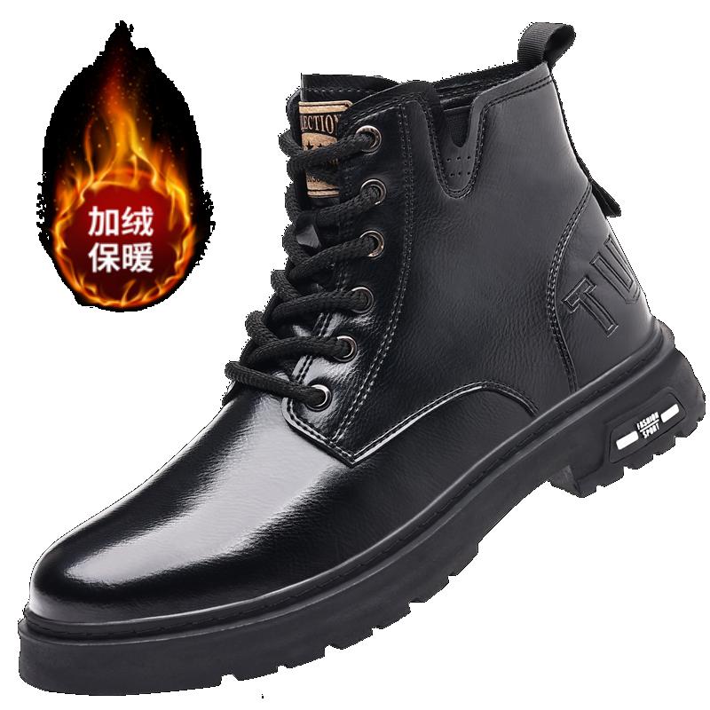 Британский стиль Толстая подошва ручной работы ретро зимние мужские высокие сапоги — фото 7