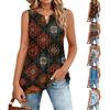 Damen Neues Retro Floral Gestreift Strukturiert Bedrucktes V-Ausschnitt Locker Lässiges Ärmelloses Falten-Westen-Top