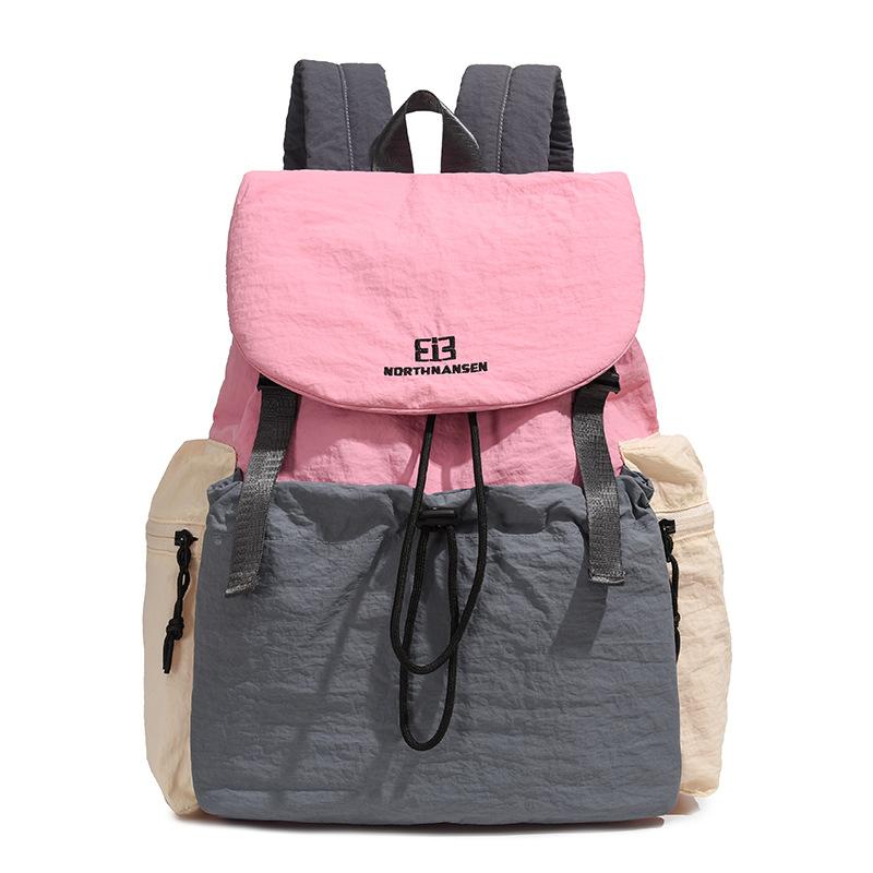 Travel Outdoor Leisure Backpack Student Lightweight School Bag Female Commuter College Wind ins Wind Contrast Color Hiking Backpack