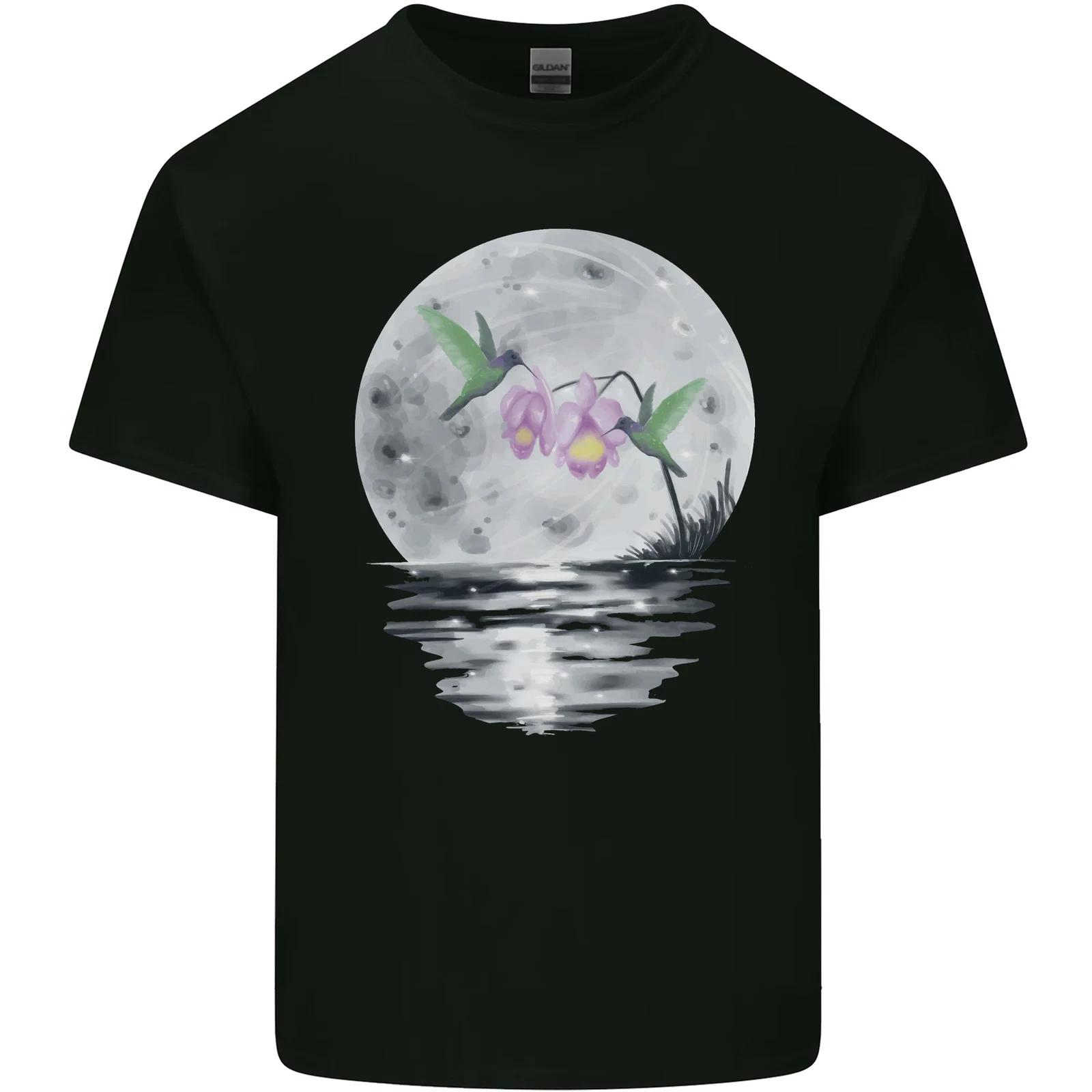 

Hummingbirds With Moon & Flower Kids T-Shirt Childrens S