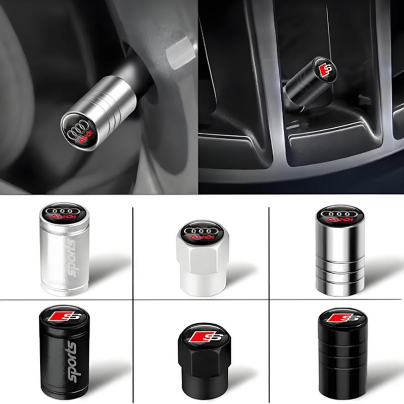 4Pc Car Wheel Tire Valve Cap Badge Emblem Air Stem Tyre Plug For Audi S A3 A5 A6 A1 A2 A4 A7 A8 Q1 Q2 Q3 Q4 Q5 Q6 Q7 Accessories