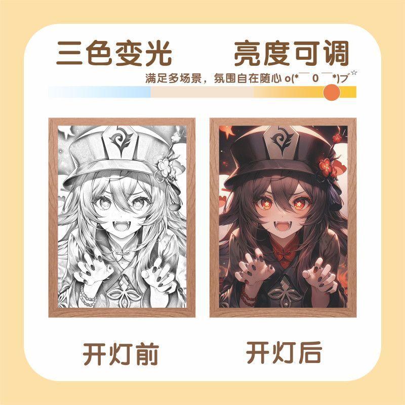 Light Painting Genshin Impact Figure Ganyu Hutao Yoimiya Night Lamp