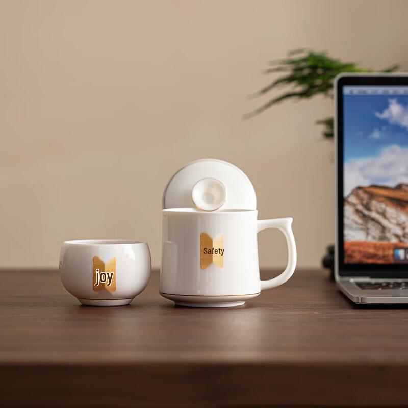 Su's Ceramic Mutton Fat Jade Porcelain Tea Master Cup Gift Set