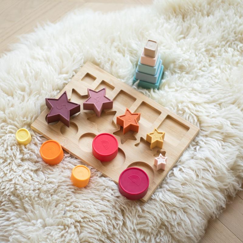 Baby Montessori Toy BPA Free Silicone Geometric Building Block 1-3 Years Children Stacking Game Education Puzzle Toy Baby Gift