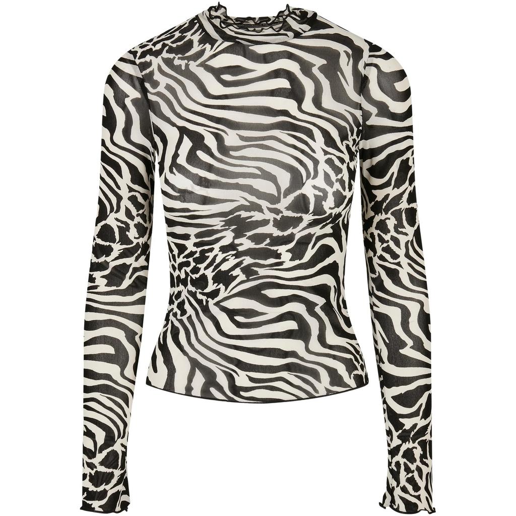 Urban Classics Womens/Ladies All-Over Print Mesh Turtle Neck Long-Sleeved Top