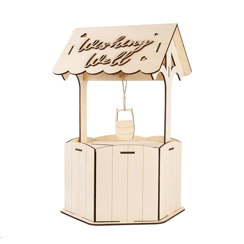Natural Wishes Wedding Card Box Wood Craft Receiving Box Wooden Gift Card Box  Birthday Baby Shower