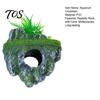 Aquarium Rock Cave Floating Decoration, Realistic Moss Ornament with Goldfish Tank Landscaping Cave, Fish Hideout Shelter for Betta Guppy Shrimp