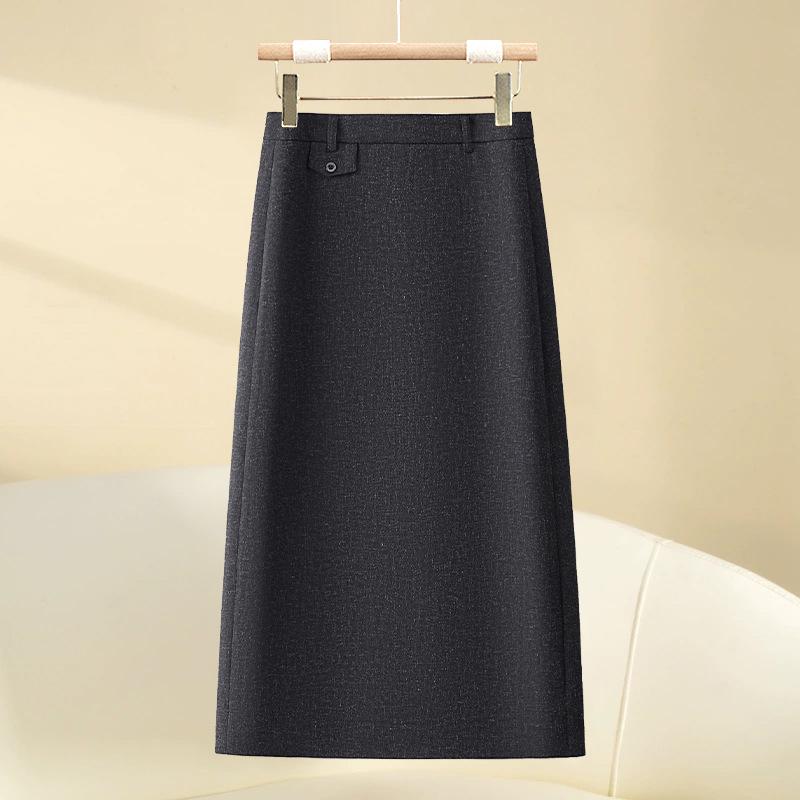 

Spring 2025 Women s High-Waist Black A-Line Midi Bodycon Skirt 30/2XL Recommended for 125-135 jin черный серый