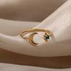 Simple And Luxurious Moon Opening Ring, Octagonal Star Shaped Women'S Ring, Personalized Star And Moon Ring, Fashionable And Elegant Accessory.