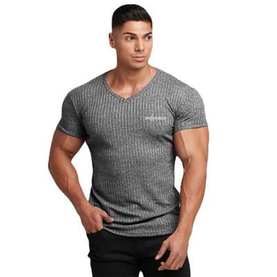 Tun Sie Die Arbeit Sommer V-ausschnitt Männer Gestrickte Gym Sport Slim Fit Männliche Fitness Bodybuilding Gedruckt Workout Kurzarm t-shirt