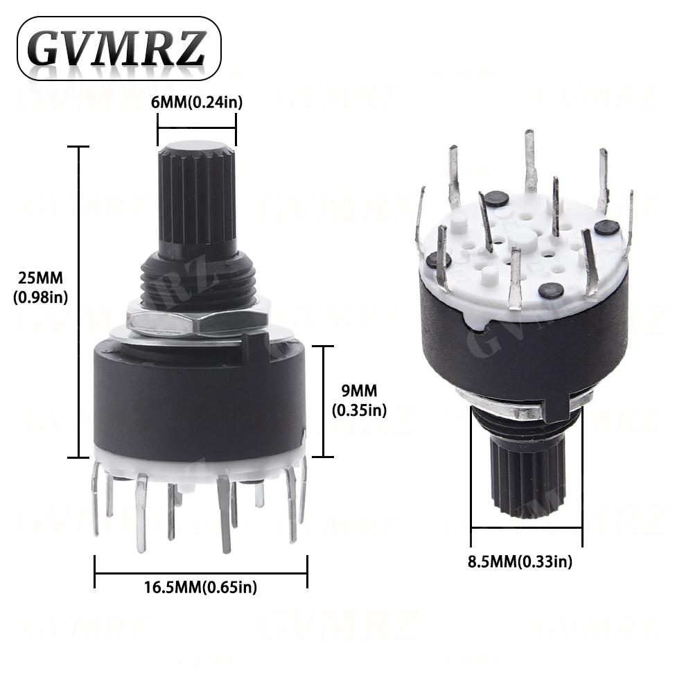 1PCS SR16 Plastic 16MM Rotary Band switch 2 Pole 3 4 position 1 Pole 5 6 8 Position Handle Length 15MM Axis band switch