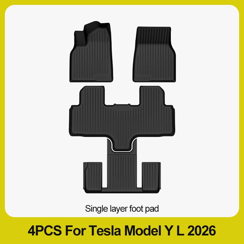 Tapis de sol 6 places pour Tesla Model Y L 2026+, tapis de coffre TPE 3 rangées, housse de siège arrière, doublure de coffre avant, plateau de