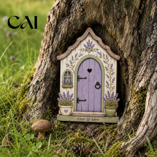 Durable Fairy Door for Garden Mini Wooden Door, 2D Flat Miniature Unique House Gate DIY Craft, Dollhouse Accessory, Wall Terrarium Decor Festive
