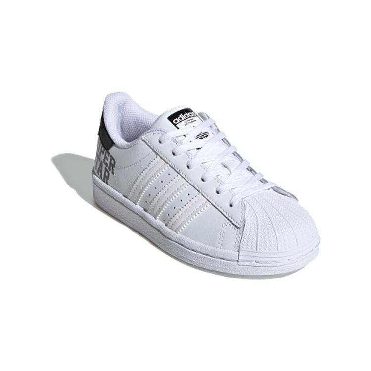 adidas Scarpe Originali Superstar J in Pelle Resistenti all'Abrasione Basse per Bambini da Skateboard Bianco FV3749
