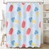 Ice Cream Cone Shower Curtain Waterproof Fabric Bathroom Decor Blue Red Colorful Pattern (C632) [Promotional]