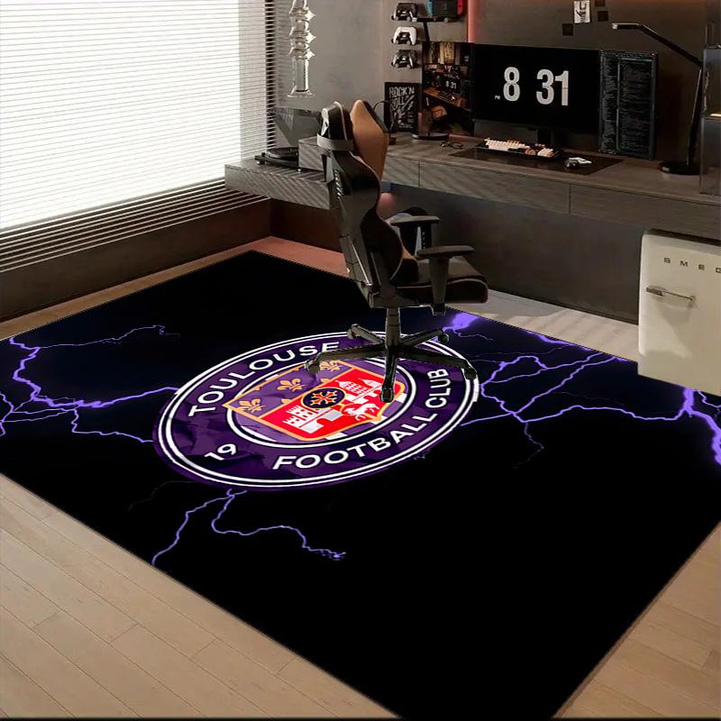 Toul-ouse Football Rug for Living Room, Game Rooms, Office, Bedroom, Office Floor Mat Playful Design, Fan Gifts Christmas Decor