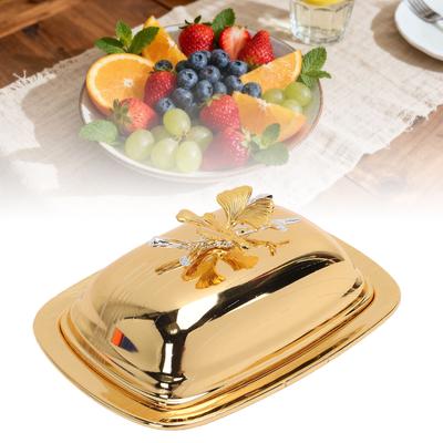Dish with Lid Iron Alloy Rectangle Snack Holder Container for Home Kitchen Party