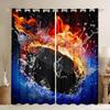 Ice Hockey Curtain Living Room Pucks Sports Ball Games Panel Winter Extreme Sport Theme Curtains Drapes Blackout Polyester Ideal For Sitting