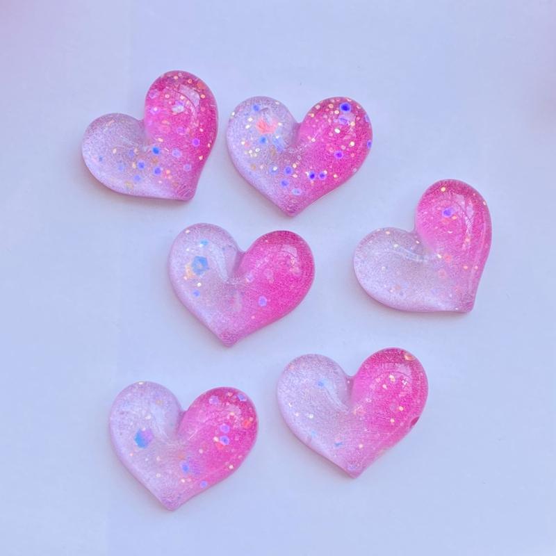 10Pcs New Cute Resin Mini Shining Heart Flat back Cabochons Scrapbooking DIY Jewelry Craft Decoration Accessories