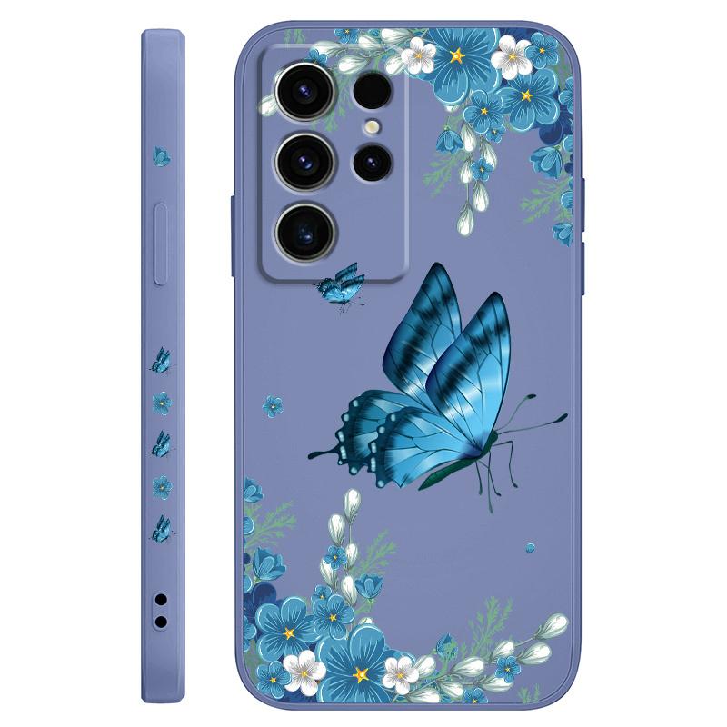 

Exquisite Butterfly Phone Case For Samsung Galaxy S25 S24 S23 S22 S21 S20 S10 S10E Ultra Plus FE Note 20 Ultra Plus Cover Galaxy S24 светло-синий
