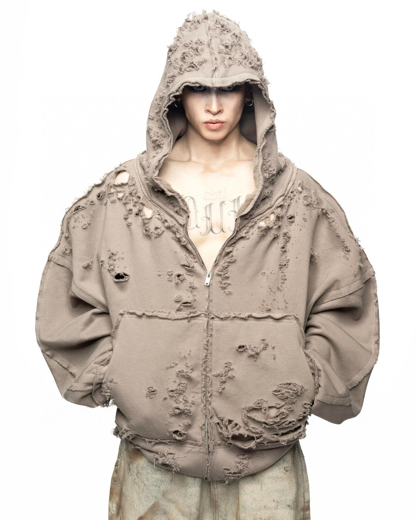 Latui Atelier Rose same destruction erosion zipper sweater old coat S