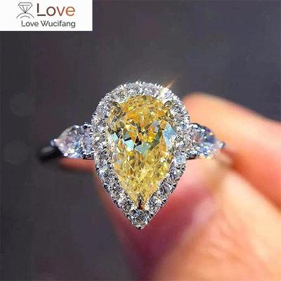 Birnenförmiger Damen-Party-Ring Einzigartiger Charme Gelbe Farbe AAA Zirkonia Anmutige Damenringe Hochzeits Schmuck Dropshipping Shop