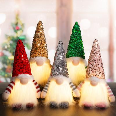 Christmas Gnome Plush Decorations, Christmas Elf Gnomes Lighted Swedish Tomte Xmas Gnome Plush Elf Ornaments,Decor Gift Idea