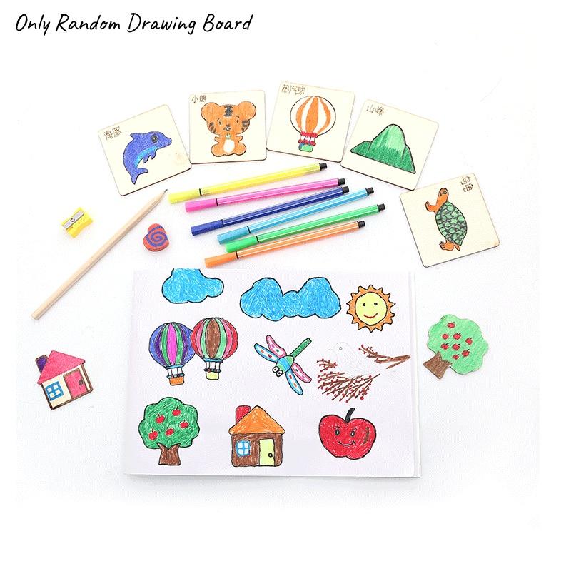 Montessori Holz Zeichenschablonen Set Für Kinder 20 Bunte Vorlagen Für Kreatives DIY Malen Und Lernspiele Chars)