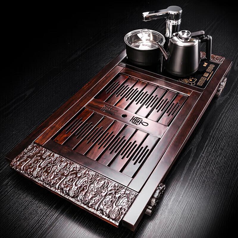 Automatic Kung Fu Tea Set with Ebony Wood Tea Tray