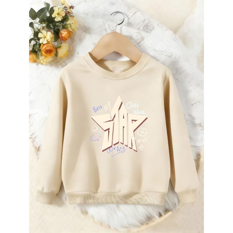 Unisex Kids Crewneck Sweatshirt, Graffiti Star Best Of Class Nine Print Pullover, Boys Girls School Casual Sweatshirt For Kids Over 4 Years Old