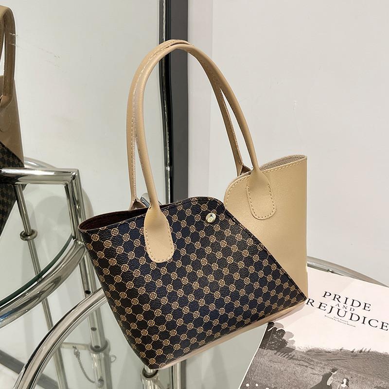 2022 Ladies Handbag Fashionable Retro Pu Basket Bag In Apricot Brown Black Pink Red