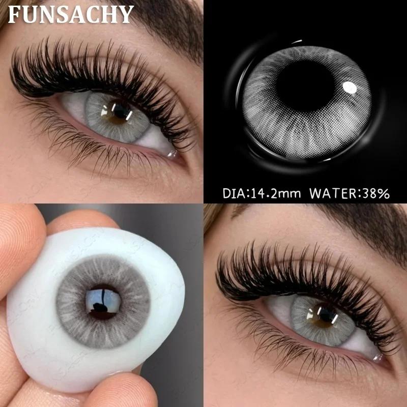 FUNSACHY 1 Paar Farbige Pupillen für Augen Große Augen Kontaktlinsen Jährlich Natürlich Braun Kosmetisch Grüne Augenfarbe Linse Graue Linse für Schönheit