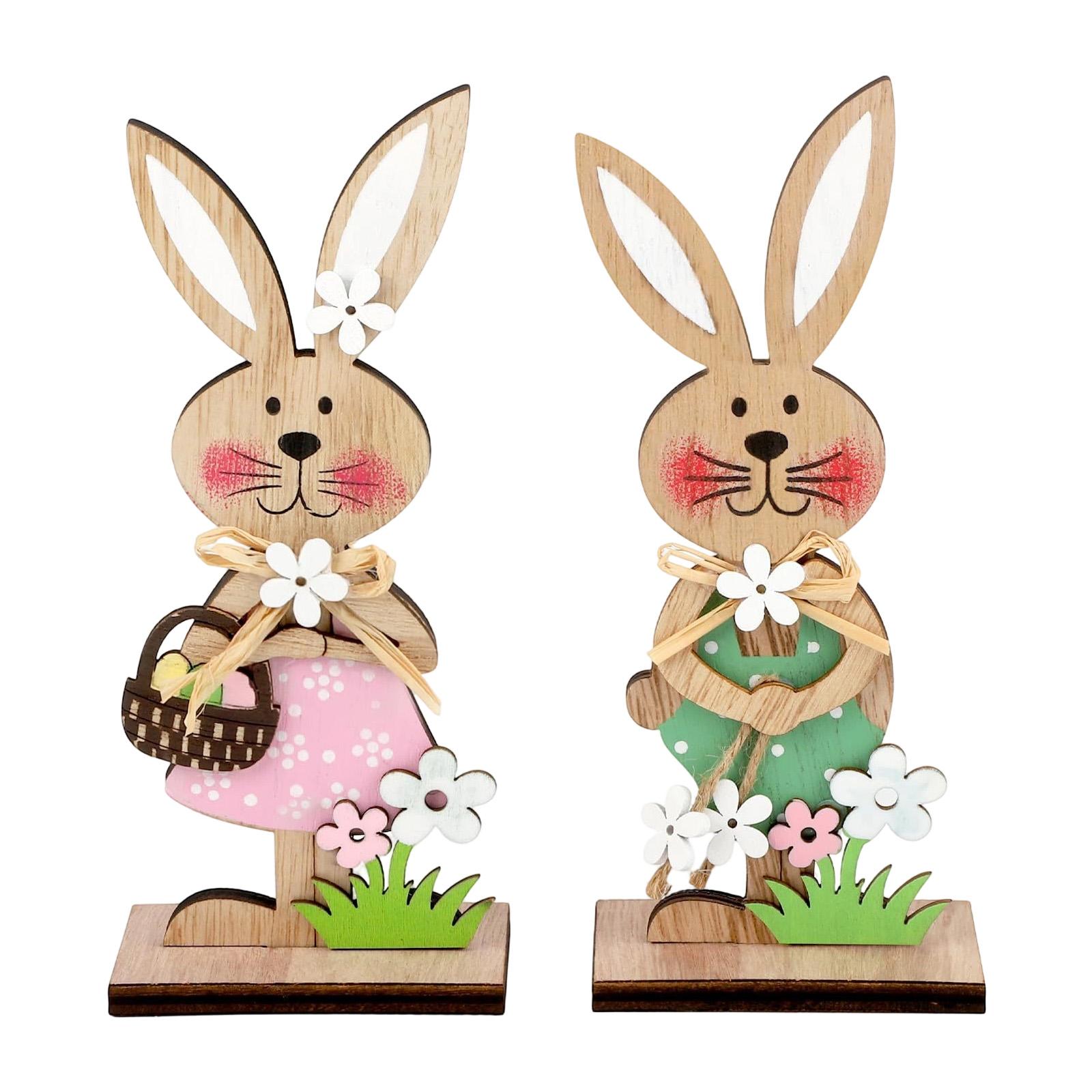 

2pc Wooden Bunny Decorative Plaque, Easter Standing Bunny, Rustic Desktop Ornament, Suitable For Home, Spring Birthday Party Gifts, Wall Decorations. One Size