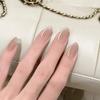 Sheer Milky Apricot Cat‑Eye Press On Nails, Minimalist Solid Color Elegant European Style Removable Fake Nails 30Pcs