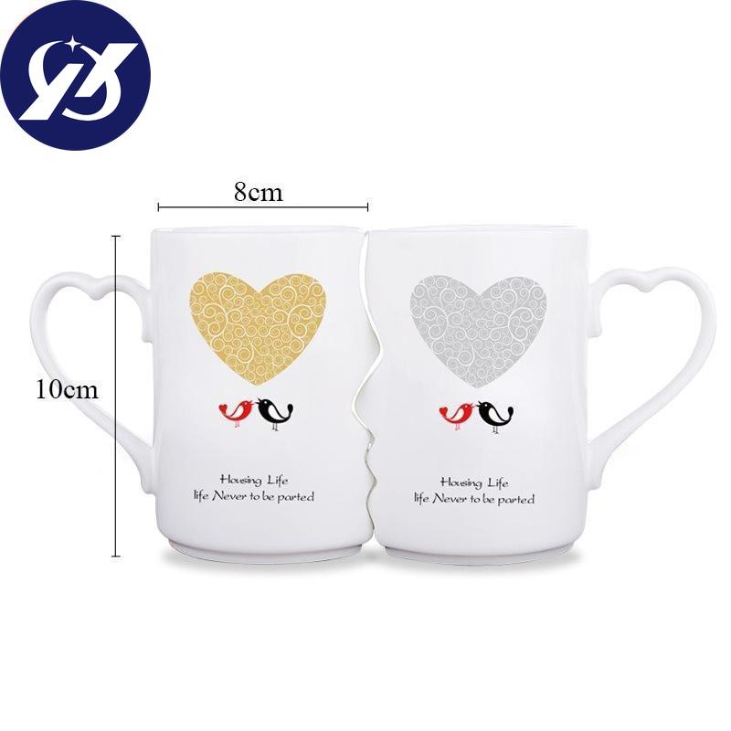 2Pcs/Set Creative Coffee Mugs Couple Water Cup Ceramic Fason Kiss Teacup Milk Mug Valentine's Day Birthday Wedding Gifts