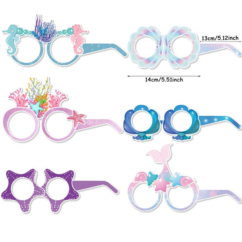 

6 шт. Маска для выпускного вечера в океанской тематике, бумажные очки для вечеринки по случаю дня рождения, маскарадные очки в виде русалки, подарок для девочки на день рождения ребенка в стиле русалки