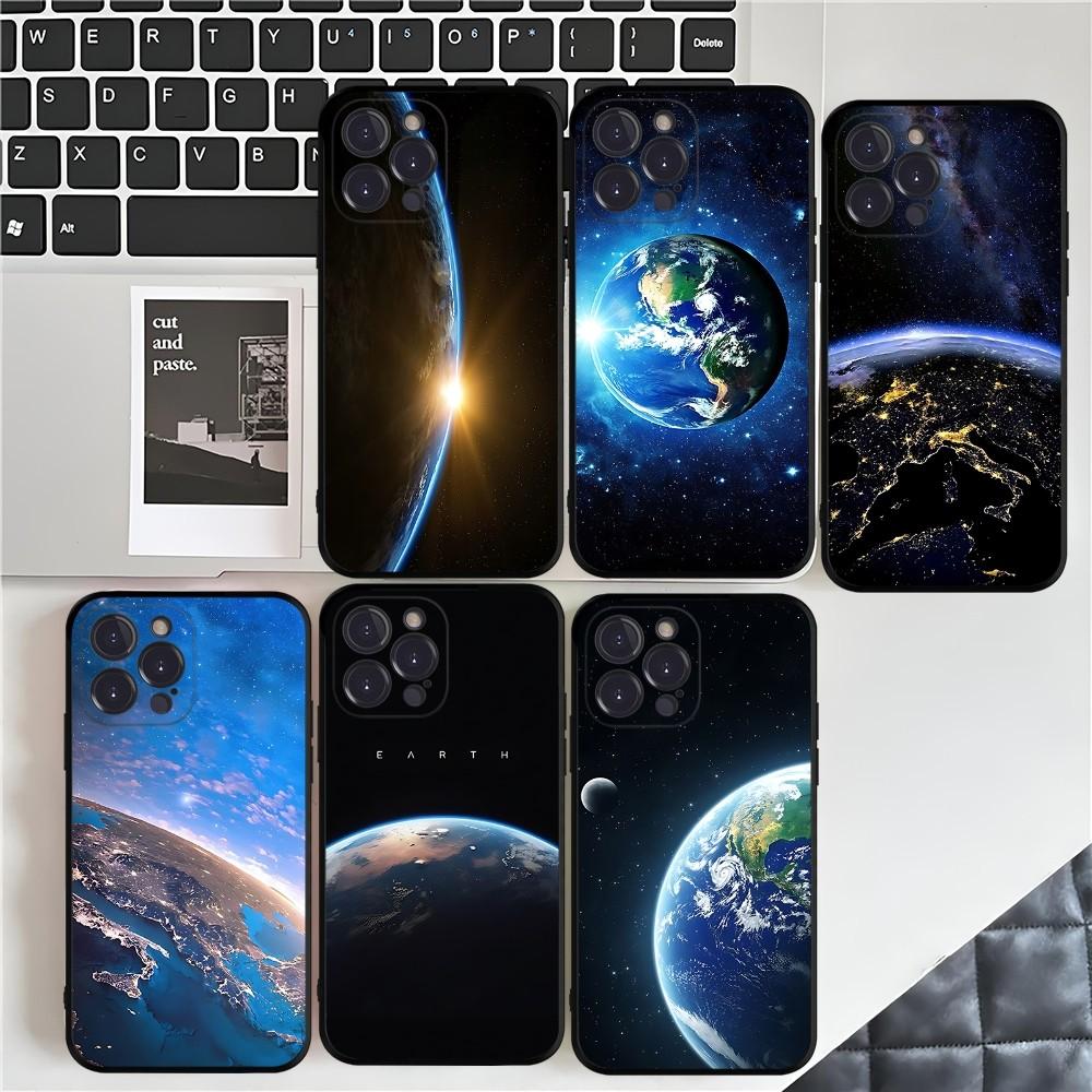 Earth Stars Space Phone Case For IPhone 16 15 14 13 12 Mini 11 Pro XS Max X XR SE 6 7 8 Plus Soft Silicone Cover