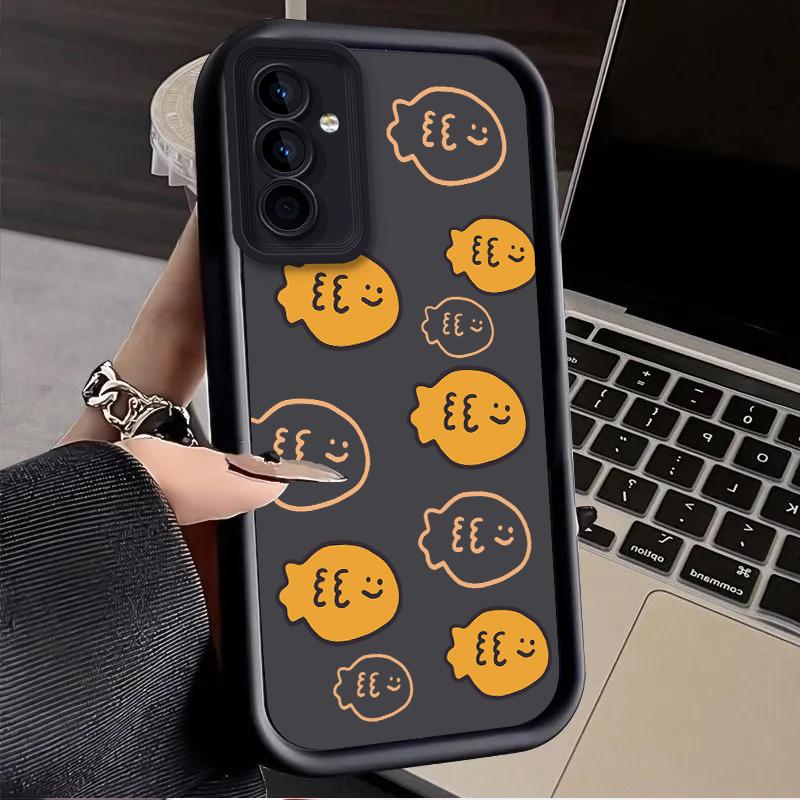Beige Cat Fish Pattern Case for Samsung Galaxy S25 Ultra Plus S24 S23 S22 S21 S20 FE A73 A72 A71 A56 A55 A54 5G A52 A51 4G Cover